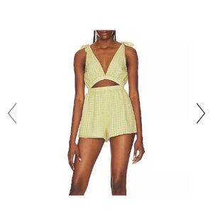 NWT Tularosa Briony Yellow Checkered Cutout Romper Playsuit S